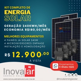 Kit Gerador de Energia Solar Fotovoltaica Ongride 240 Kwh-ms Enphase JA Solar com Instalao e Homologao